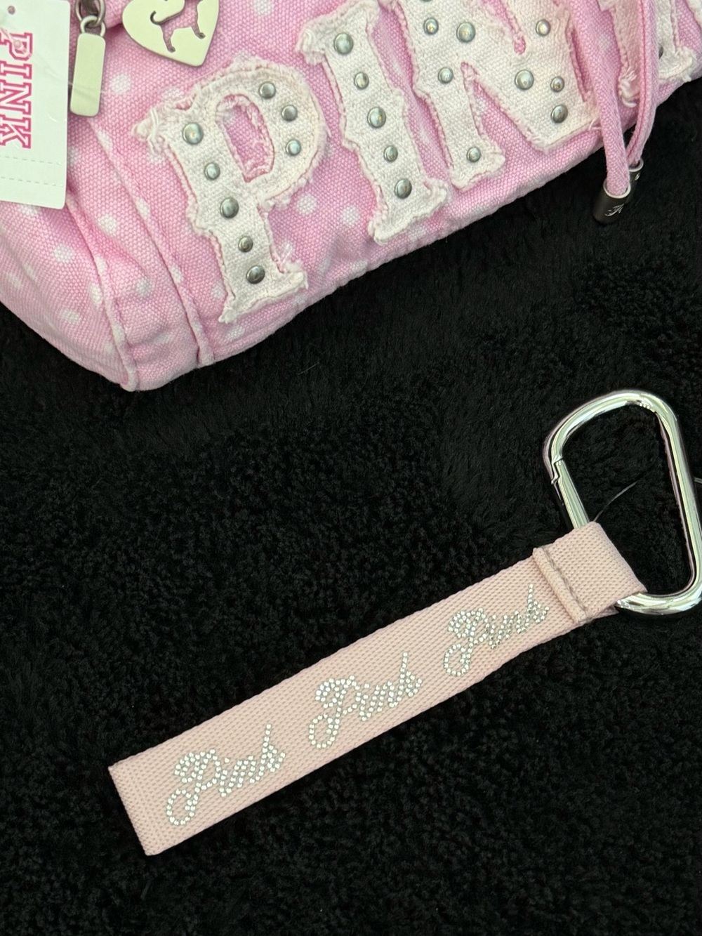 Victoria's Secret PINK Canvas Rolled Duffle Shoulder Bag in pink denim - Picture 3 of 12